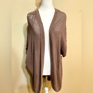 BOHO Mauve Open Knit Women's Short Sleeve Festival Sweater Large